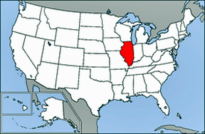 USA map showing location of the state of Illinois